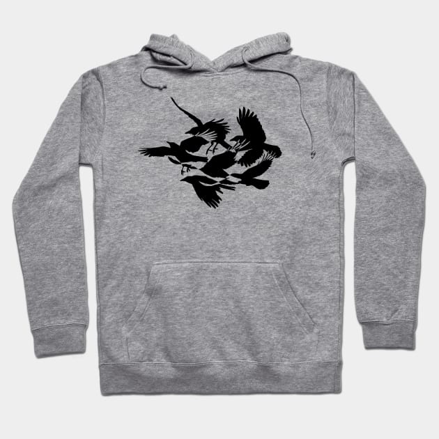 Silhouette of Crows Flying Hoodie by LucentJourneys